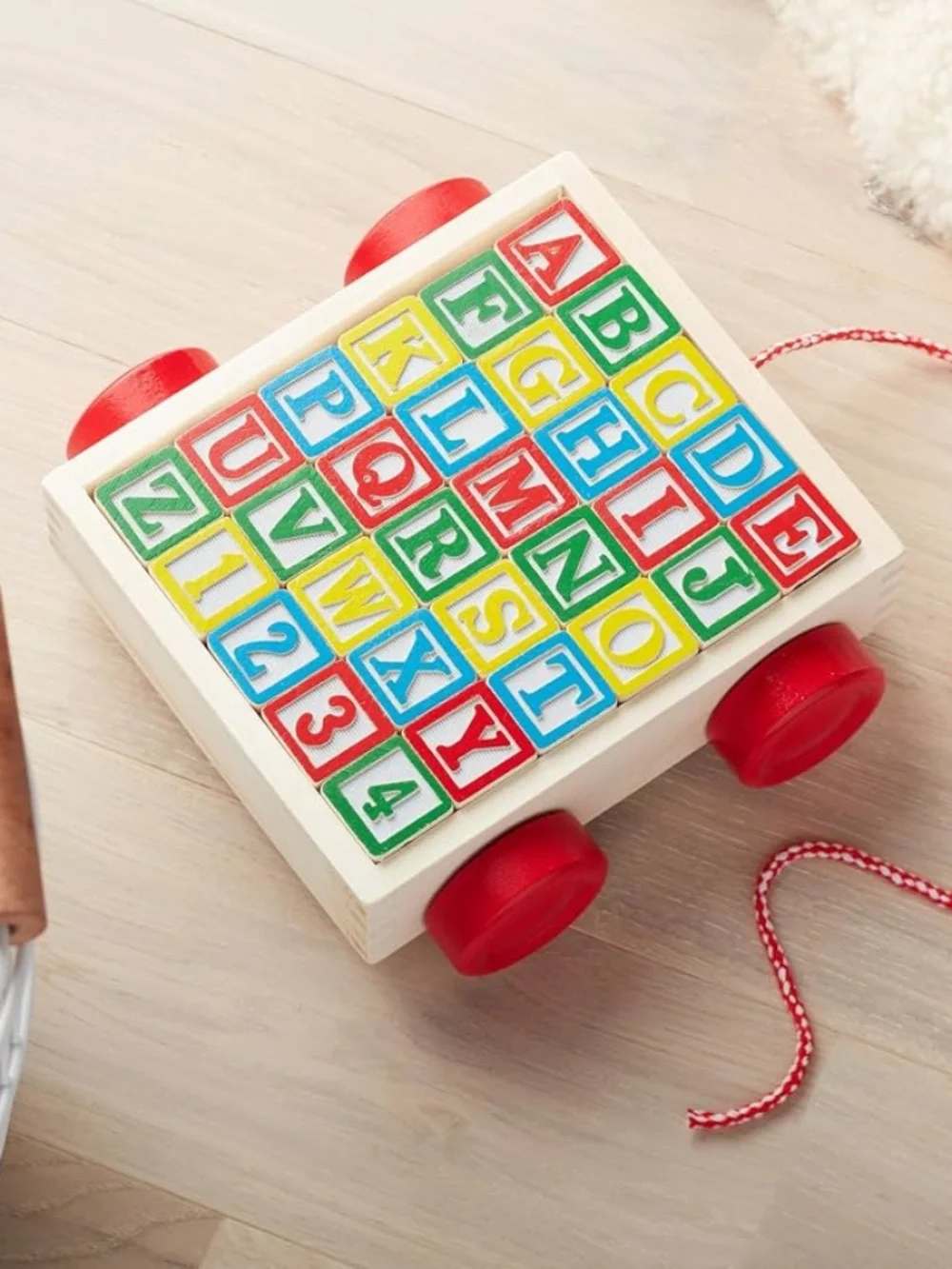 Melissa & Doug Classic ABC 123 Wooden Block Cart